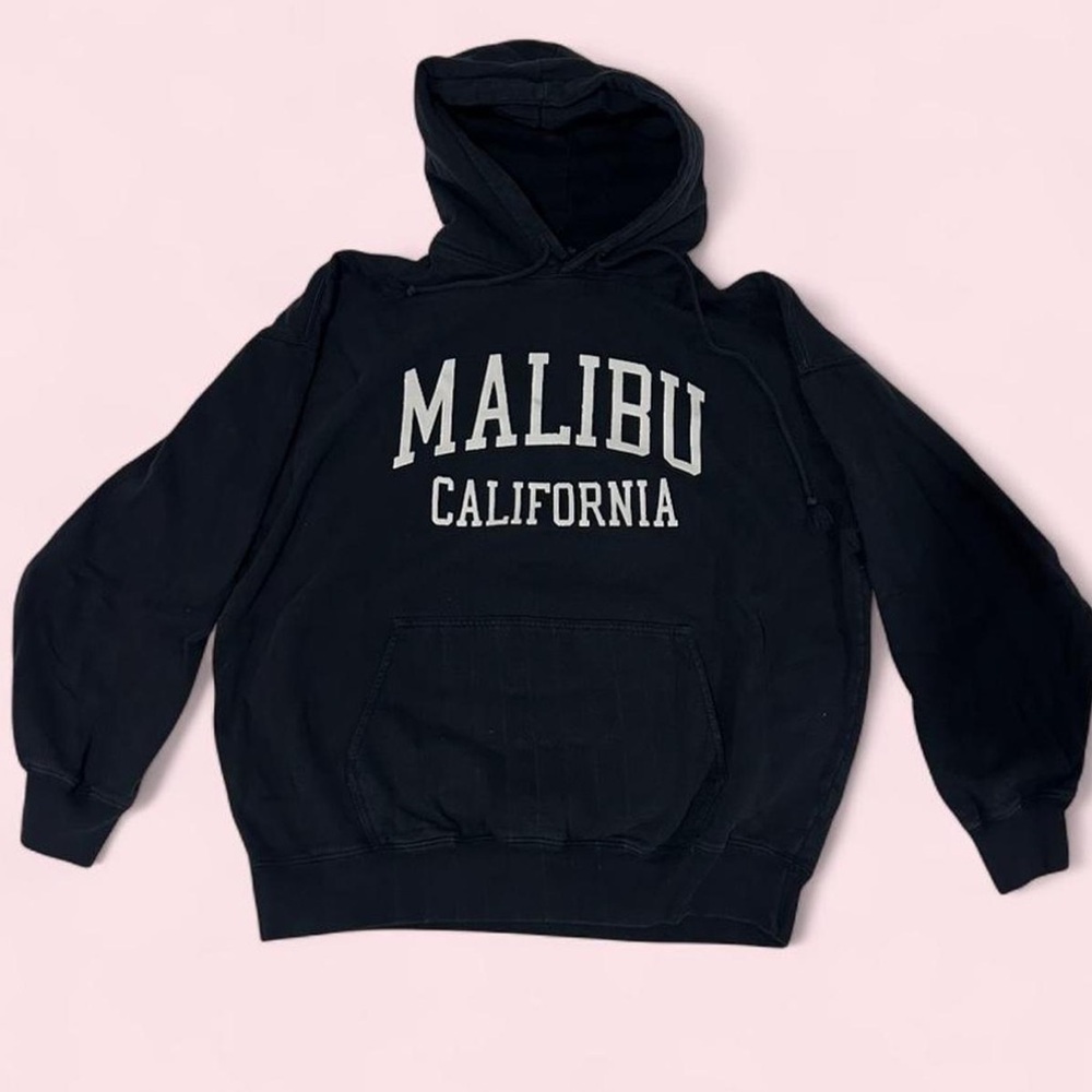Brandy Melville Navy 'Malibu California' Graphic Hoodie